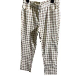 Isaac Mizrahi Live Women’s Checkered Pull-On Ankle‎ Pants Size 12 Beige